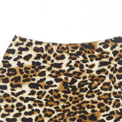 SheIn Womens Brown Animal Print Polyester Compression Shorts Size S Regular Pull On - Leopard Print