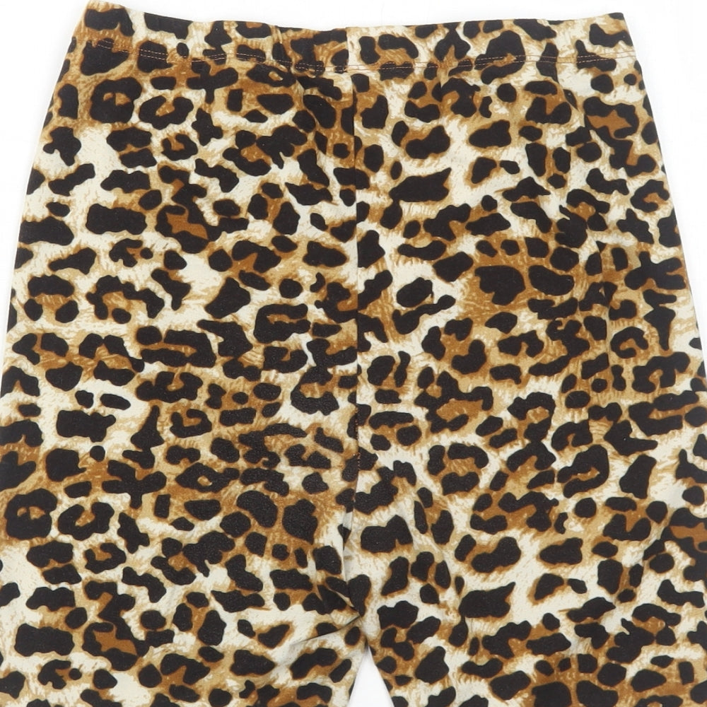SheIn Womens Brown Animal Print Polyester Compression Shorts Size S Regular Pull On - Leopard Print