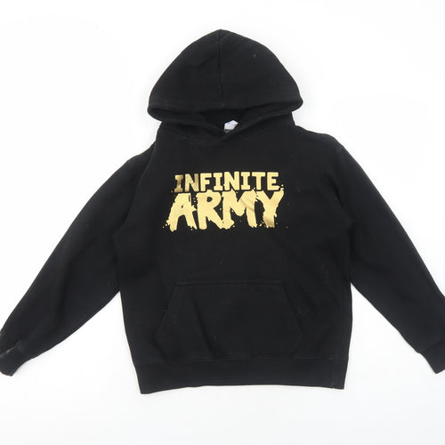 Famona Boys Black Cotton Pullover Hoodie Size 7-8 Years Pullover - Infinite Army