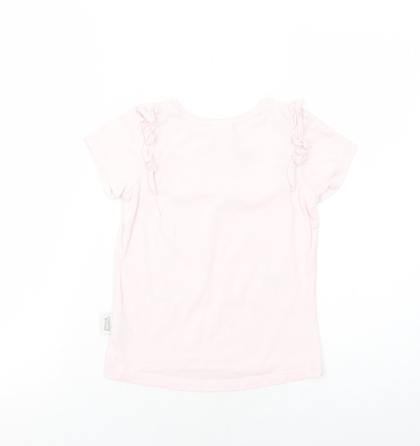 George Girls Pink Cotton Basic T-Shirt Size 5-6 Years Round Neck Pullover - Peter Rabbit