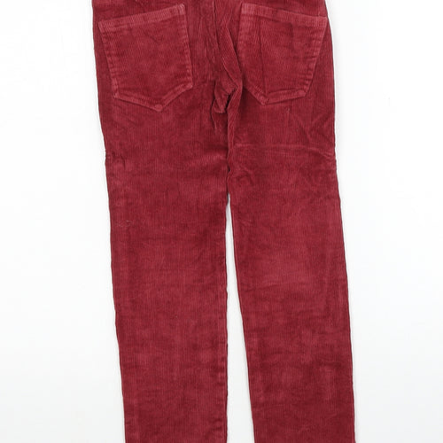 Lolilota Girls Red Herringbone Cotton Carrot Trousers Size 6 Years Regular Zip