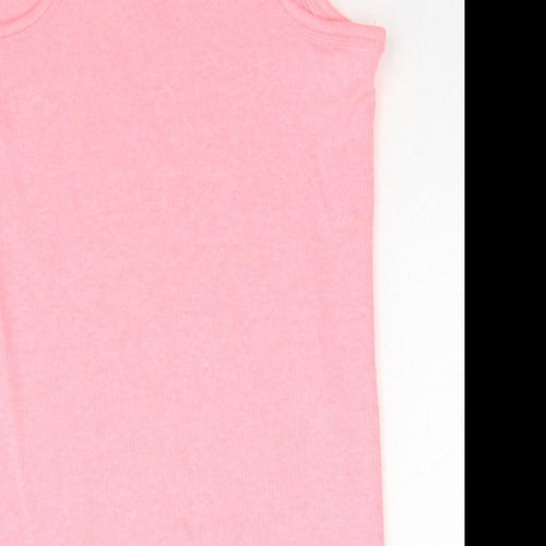 NEXT Girls Pink Cotton Basic Tank Size 7 Years Round Neck Pullover - Anchor