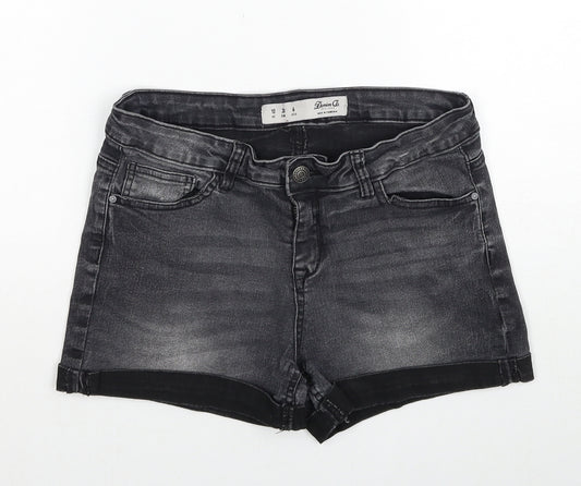 Denim & Co. Womens Grey Cotton Hot Pants Shorts Size 10 Regular Zip