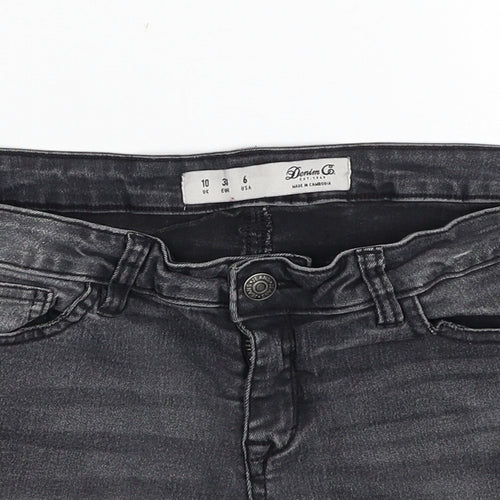 Denim & Co. Womens Grey Cotton Hot Pants Shorts Size 10 Regular Zip