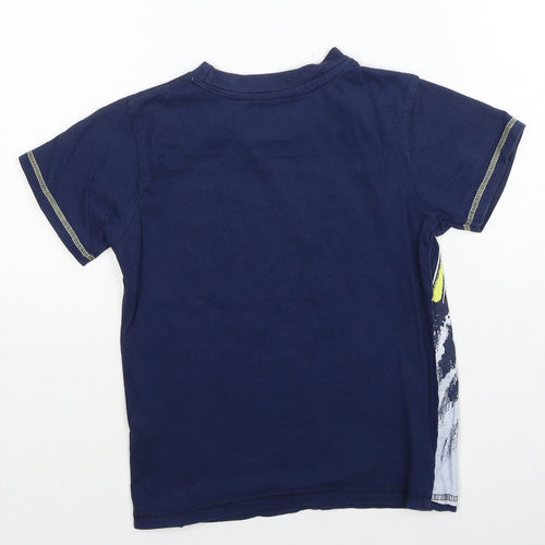 Primark Boys Blue Cotton Basic T-Shirt Size 6-7 Years Round Neck Pullover - Dinosaur