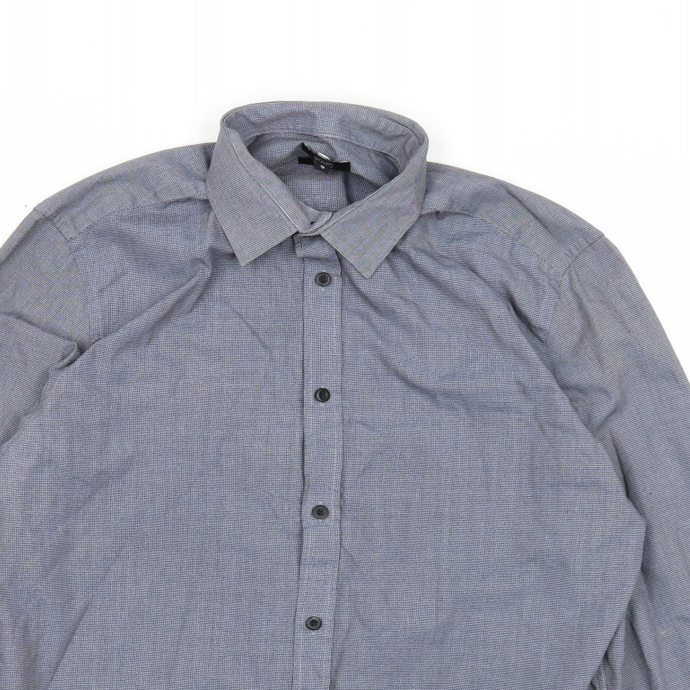 F&F Mens Grey Polyester Button-Up Size 16 Collared Button