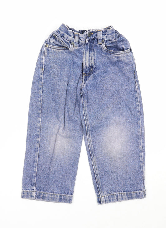 Blue Base Boys Blue Cotton Straight Jeans Size 3 Years Regular Zip