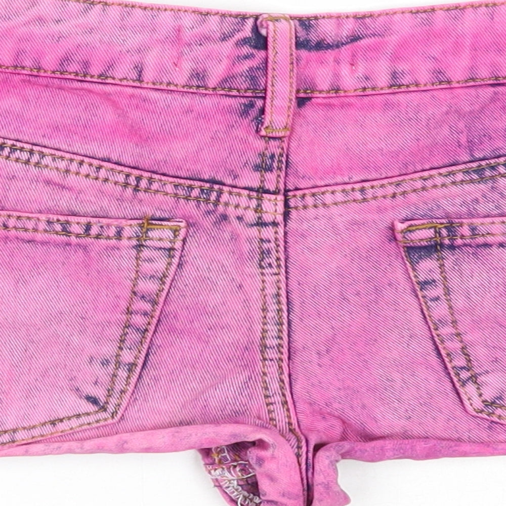 Glamorous Womens Pink Geometric Cotton Hot Pants Shorts Size 6 Regular Zip