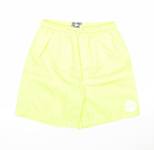 Cool Vibes Boys Yellow Polyester Sweat Shorts Size 10-11 Years Regular Drawstring - Swim Short