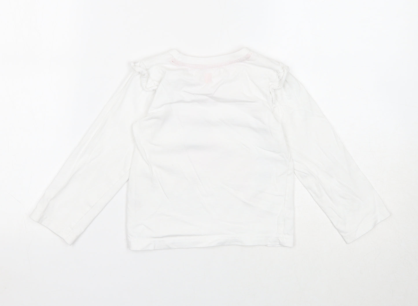 Sleigh Bells Girls White Cotton Basic T-Shirt Size 3-4 Years Round Neck Pullover - Christmas Top