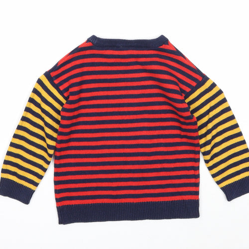 F&F Boys Multicoloured Striped Cotton Pullover Jumper Size 12-18 Months Pullover