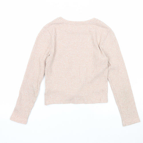 Candy Couture Girls Pink Boat Neck Polyester Pullover Jumper Size 11 Years Pullover - Front Twist Detail