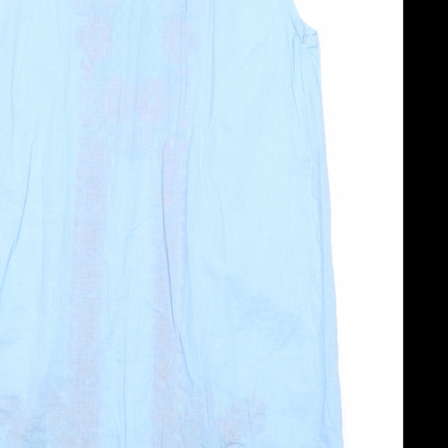 Khaadi Girls Blue Geometric Cotton Basic Tank Size 8-9 Years Round Neck Button - Flowers