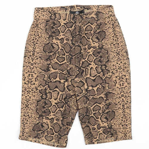 Missguided Womens Beige Animal Print Polyester Compression Shorts Size 6 Regular Pull On - Snake Print