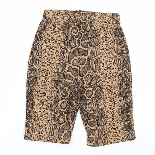 Missguided Womens Beige Animal Print Polyester Compression Shorts Size 6 Regular Pull On - Snake Print