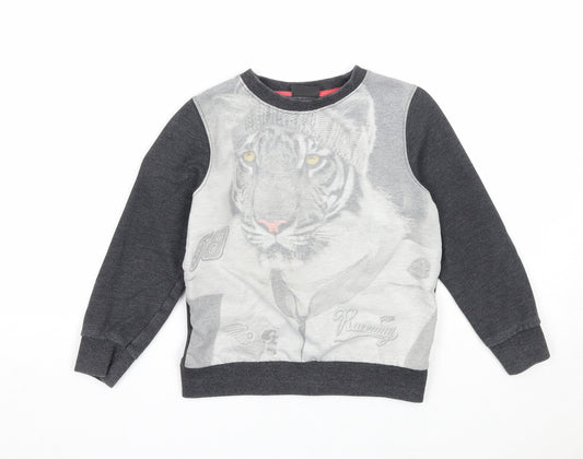NEXT Boys Grey Cotton Pullover Sweatshirt Size 5 Years Pullover - White Tiger