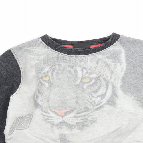NEXT Boys Grey Cotton Pullover Sweatshirt Size 5 Years Pullover - White Tiger