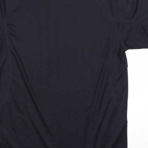 Preworn Mens Black Polyester Basic T-Shirt Size M Round Neck Pullover