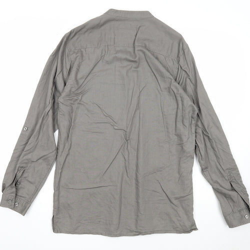 Lee Cooper Womens Grey Linen Basic Blouse Size S V-Neck