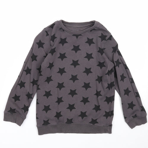 Nutmeg Boys Grey Geometric Cotton Pullover Sweatshirt Size 5-6 Years Pullover - Star Pattern
