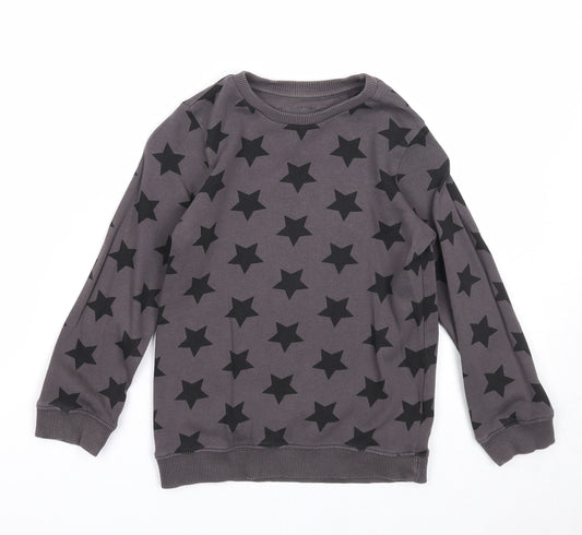 Nutmeg Boys Grey Geometric Cotton Pullover Sweatshirt Size 5-6 Years Pullover - Star Pattern