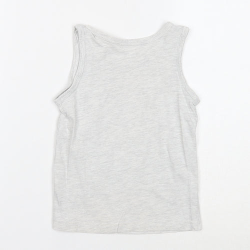 Primark Boys Grey Cotton Basic Tank Size 4-5 Years Round Neck Pullover - Chillax to the Max