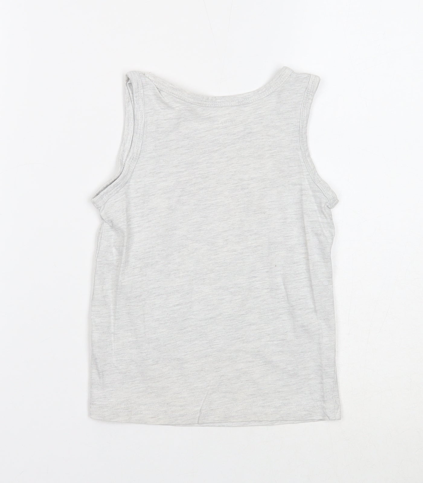 Primark Boys Grey Cotton Basic Tank Size 4-5 Years Round Neck Pullover - Chillax to the Max
