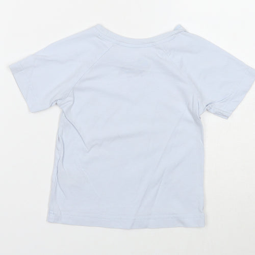 Preworn Boys Blue Cotton Basic T-Shirt Size 2-3 Years Round Neck Pullover - Life under the sea