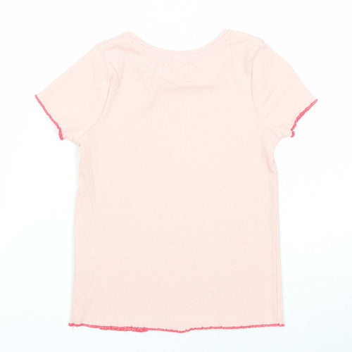 TU Girls Pink Cotton Basic T-Shirt Size 6-7 Years Round Neck Pullover
