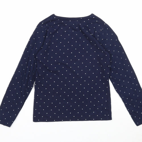 Primark Girls Blue Polka Dot Cotton Basic T-Shirt Size 9-10 Years Round Neck Pullover - Follow Your Heart