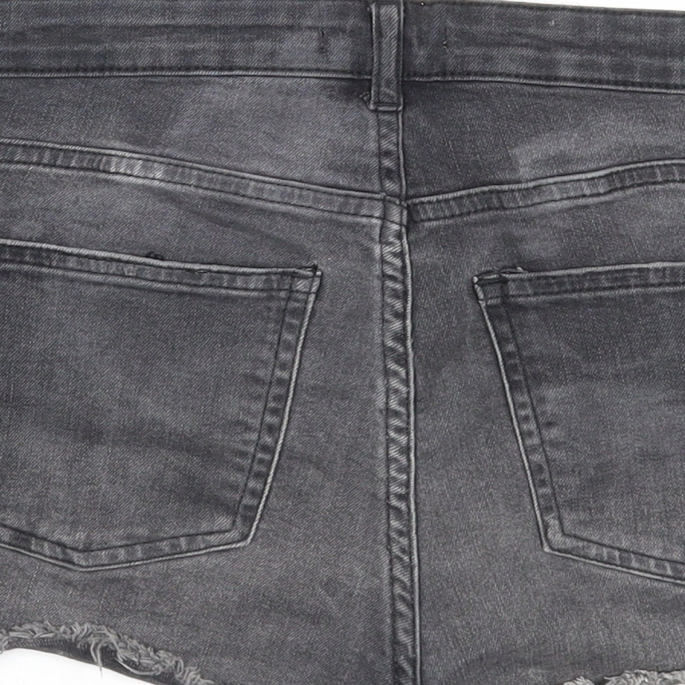 H&M Womens Grey Cotton Cut-Off Shorts Size 8 Regular Zip - Distressed