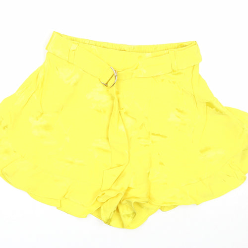 River Island Womens Yellow Viscose Bermuda Shorts Size 8 Regular Pull On