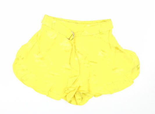 River Island Womens Yellow Viscose Bermuda Shorts Size 8 Regular Pull On