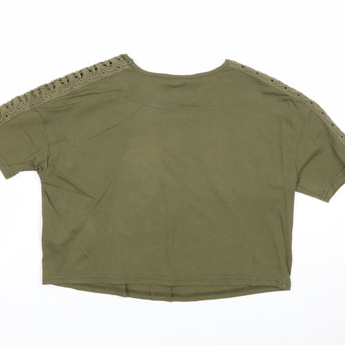 New Look Girls Green Cotton Basic T-Shirt Size 10-11 Years Round Neck Pullover