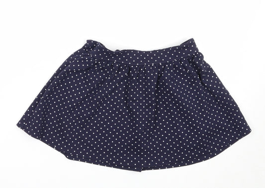NEXT Girls Blue Polka Dot Polyester A-Line Skirt Size 5-6 Years Regular Pull On