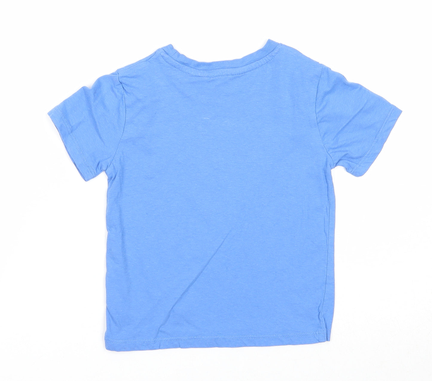 H&M Boys Blue Cotton Basic T-Shirt Size 2-3 Years Round Neck Pullover - Just Be You