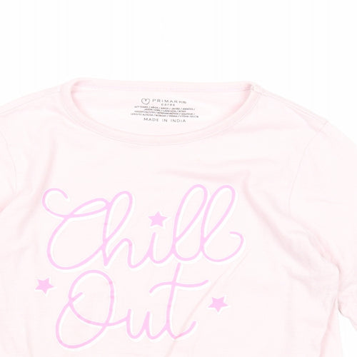 Primark Girls Pink Cotton Basic T-Shirt Size 6-7 Years Round Neck Pullover - Chill Out