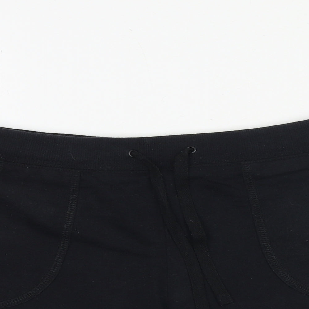 Papaya Womens Black 100% Cotton Sweat Shorts Size 10 Regular Tie