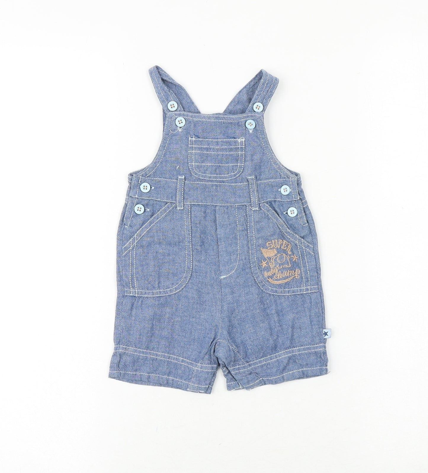 Mini Club Baby Blue 100% Cotton Dungaree One-Piece Size Newborn Button