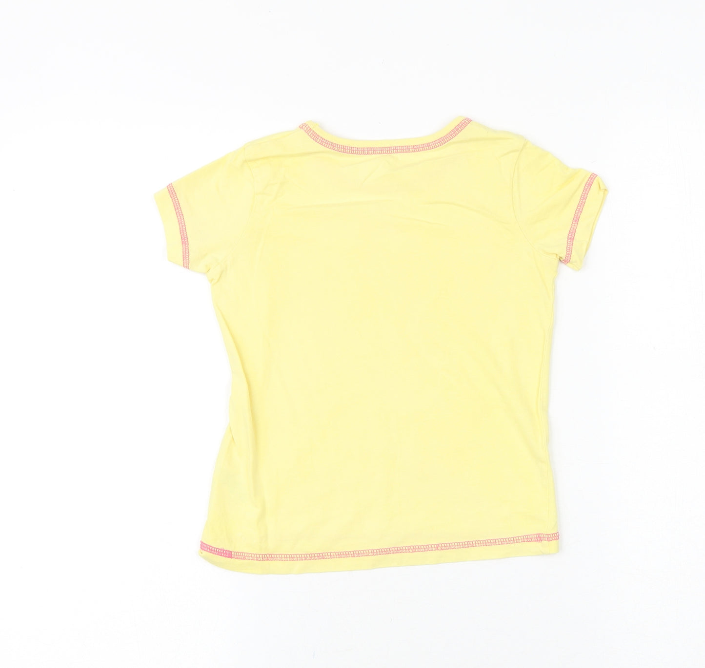 George Girls Yellow 100% Cotton Basic T-Shirt Size 5-6 Years Round Neck Pullover - Love