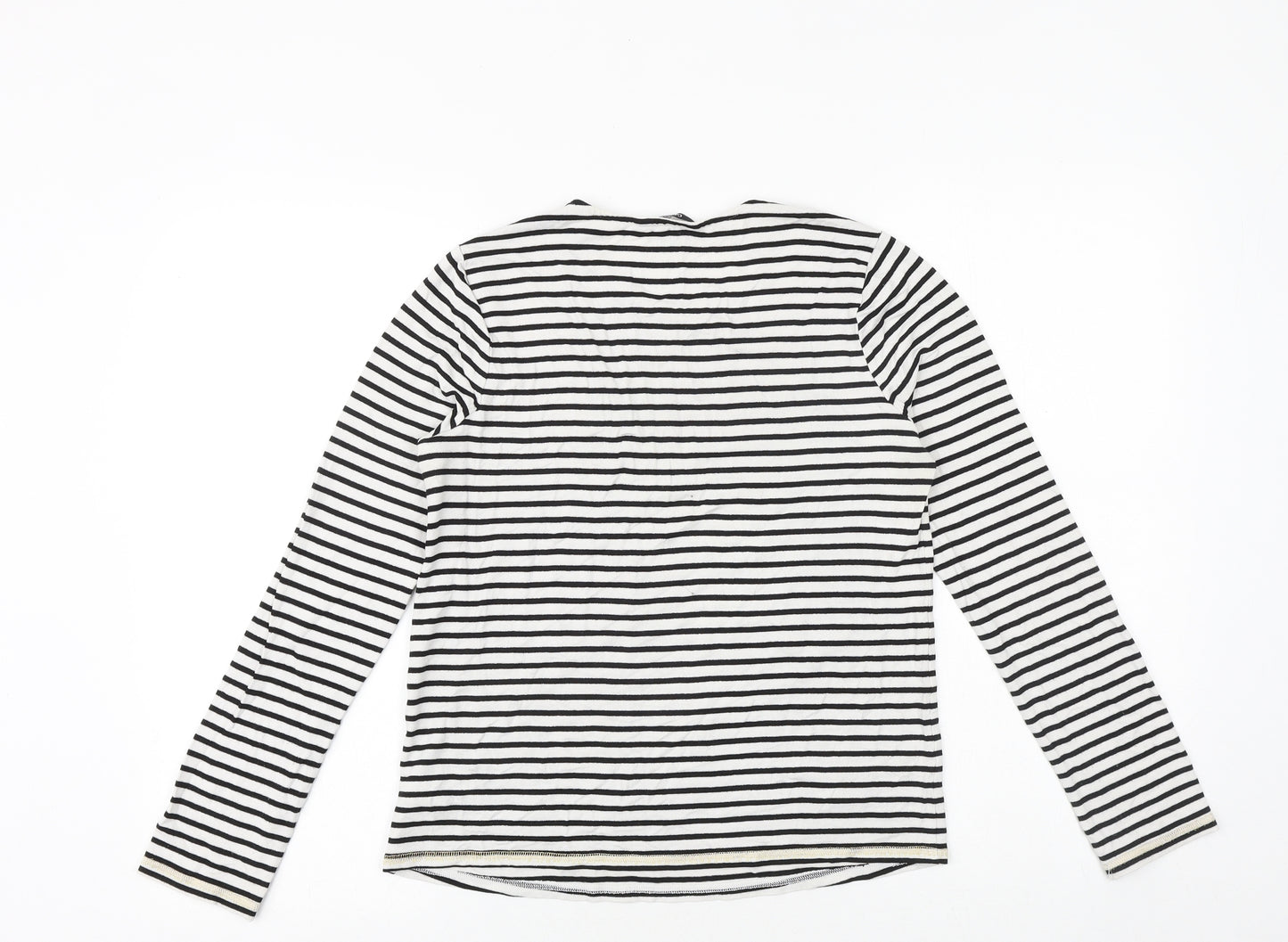 George Girls Black Striped Viscose Basic T-Shirt Size 13-14 Years Round Neck Pullover - Flower