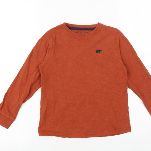 NEXT Boys Orange 100% Cotton Basic T-Shirt Size 7 Years Round Neck Pullover - Bear