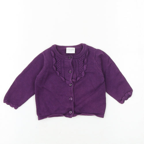 Mini Club Baby Purple 100% Cotton Cardigan Jumper Size 3-6 Months Button