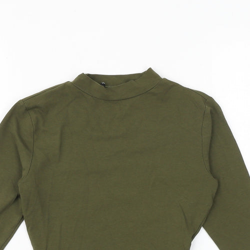 New Look Girls Green Cotton Basic T-Shirt Size 9 Years Mock Neck Pullover