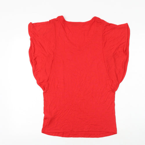 Body Flirt Womens Red Viscose Tunic T-Shirt Size S V-Neck