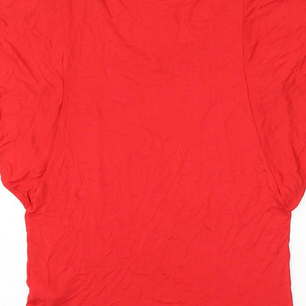 Body Flirt Womens Red Viscose Tunic T-Shirt Size S V-Neck
