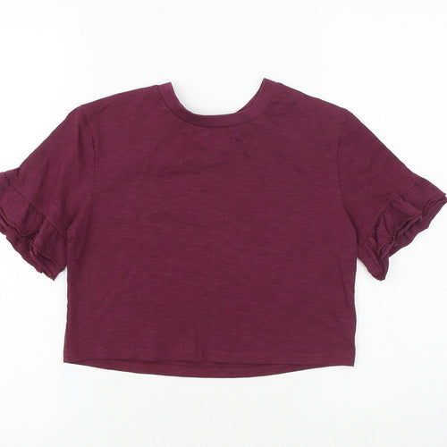 George Girls Purple 100% Cotton Basic T-Shirt Size 8-9 Years Round Neck Pullover