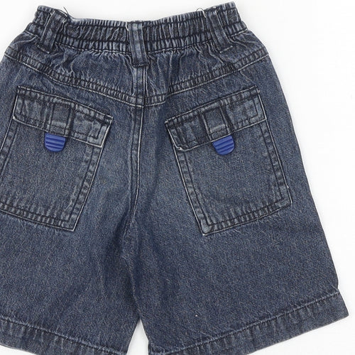 Okids Boys Blue Cotton Bermuda Shorts Size 2 Years Regular Zip