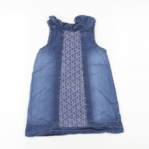 NEXT Baby Blue 100% Cotton A-Line Size 12-18 Months Round Neck Button