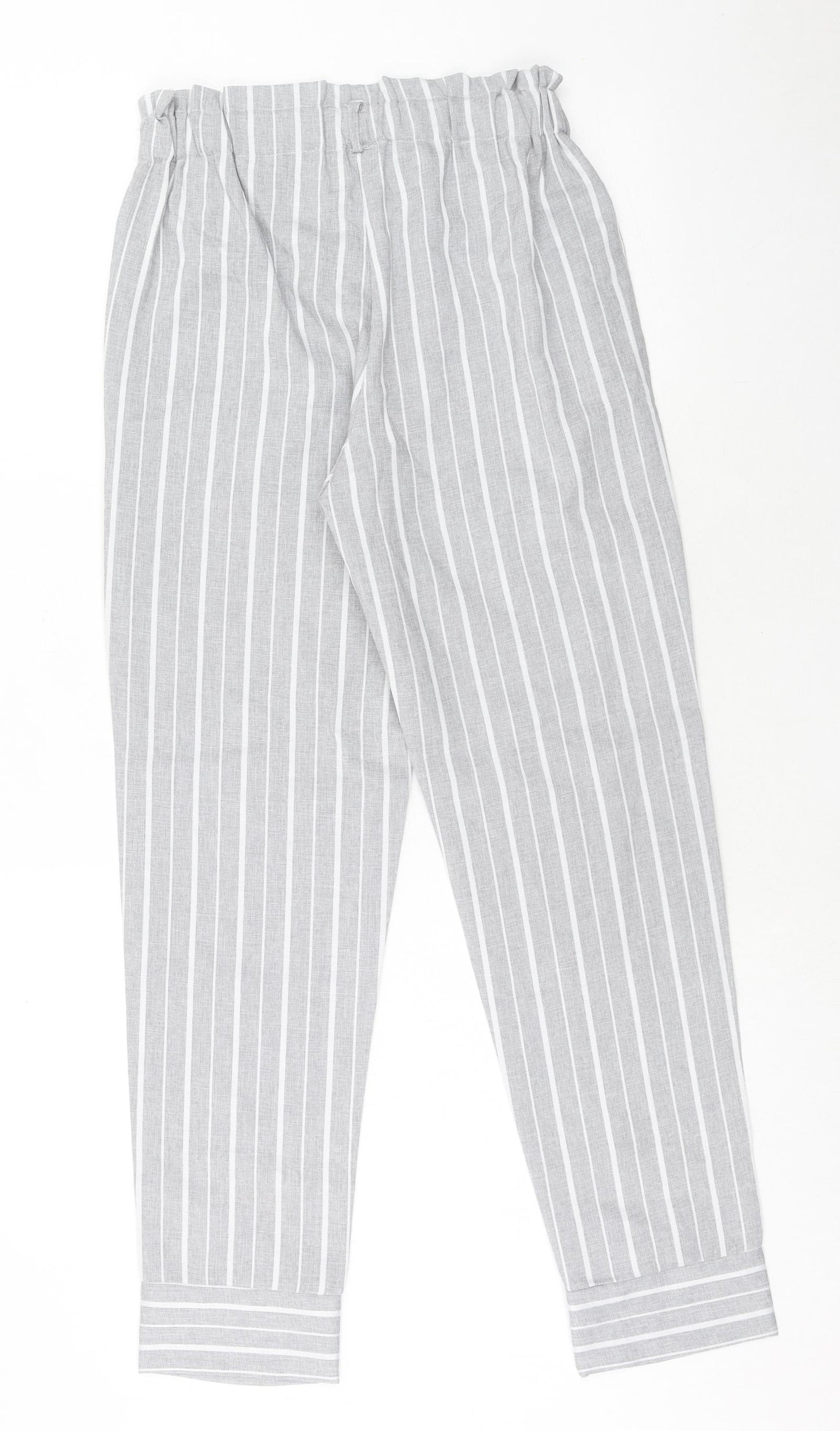 Zaful Womens Grey Striped Polyester Trousers Size 10 Regular